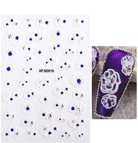 5D Embossed Nail Art Stickers - XF5D015