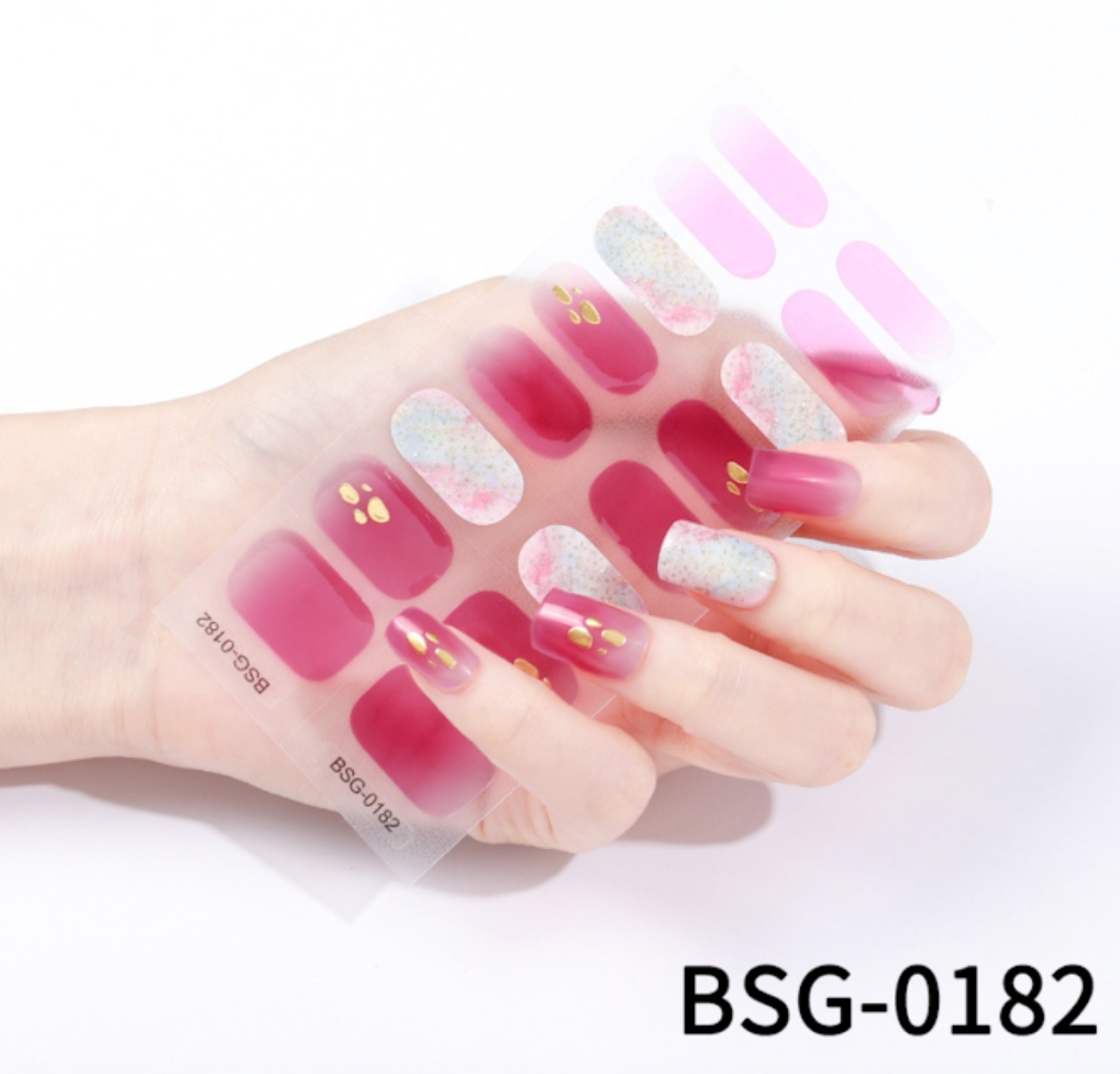 16 PCS Semi-Cured Gel Nail Wraps | BSG 0182