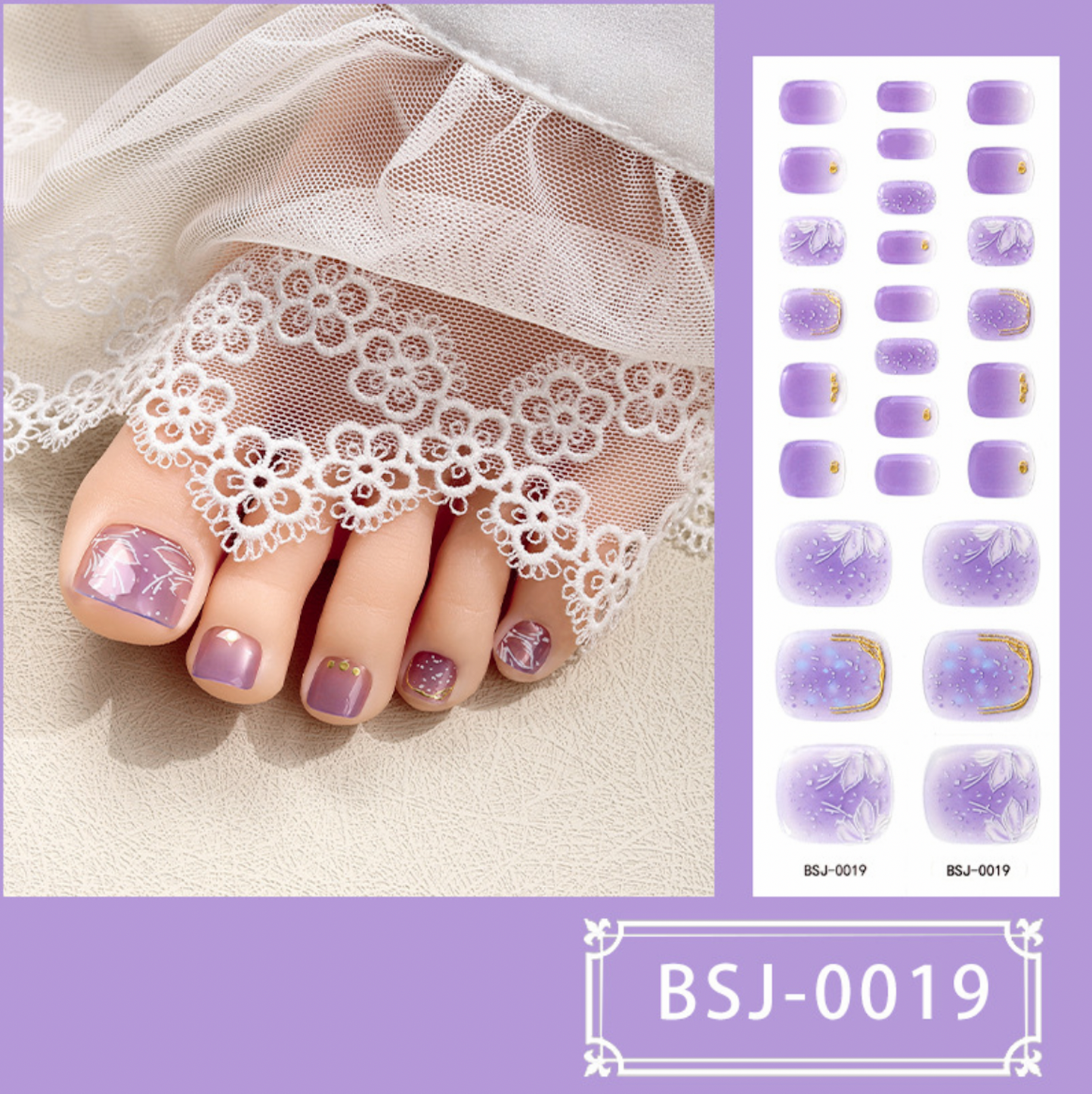26 PCS 3D Toe Semi-Cured Gel Nail Wraps | BSJ 0019