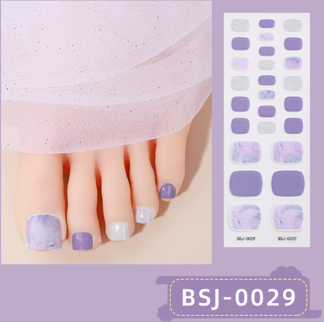 26 PCS 3D Toe Semi-Cured Gel Nail Wraps | BSJ 0029