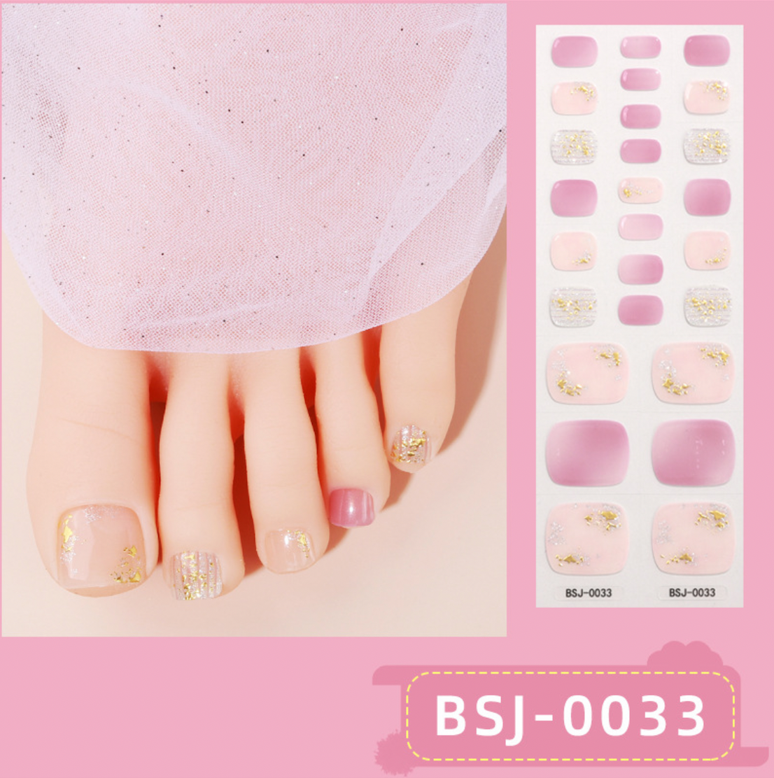 26 PCS 3D Toe Semi-Cured Gel Nail Wraps | BSJ 0033