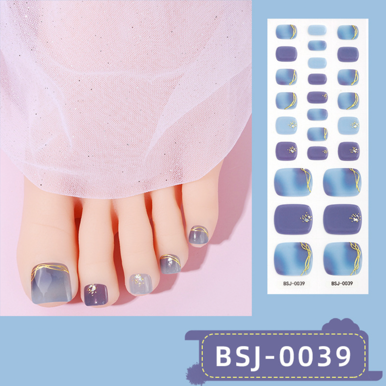 26 PCS 3D Toe Semi-Cured Gel Nail Wraps | BSJ 0039