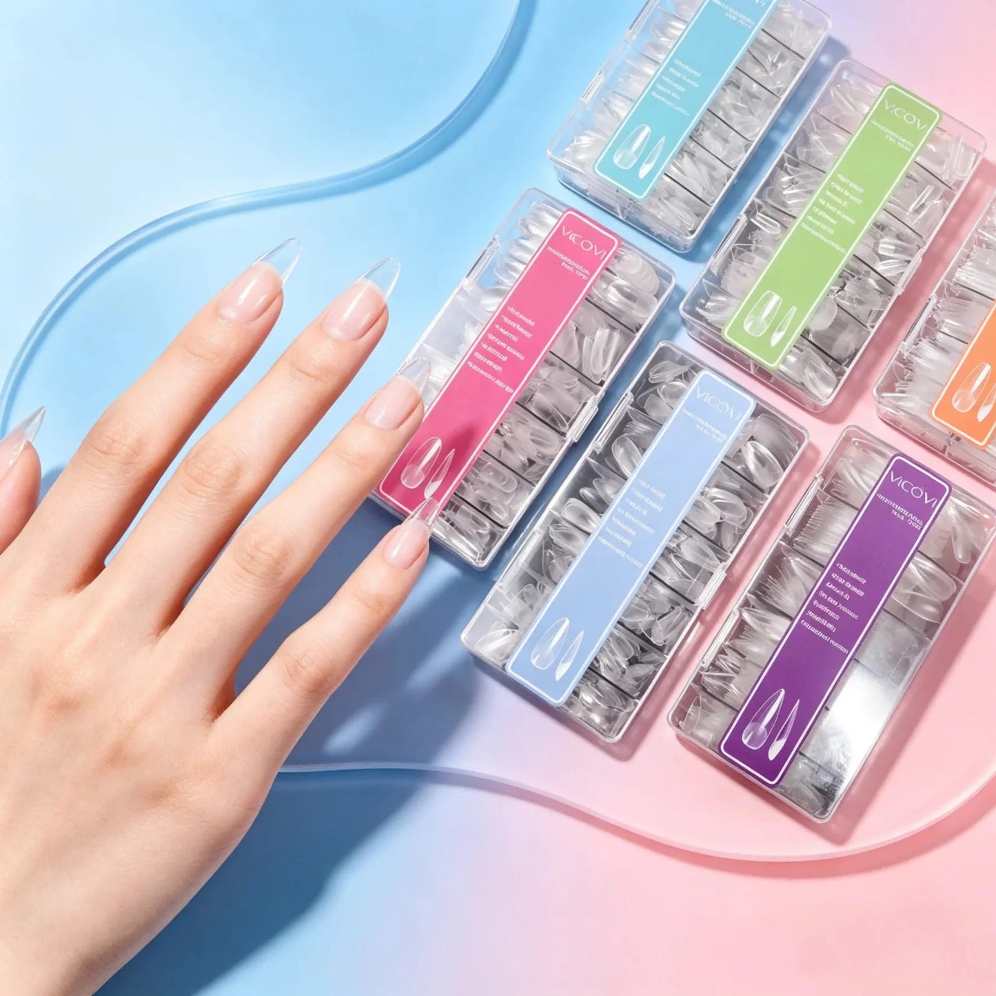 Vicovi 480pcs Full Cover Medium Coffin Nail Tips | Half Matte