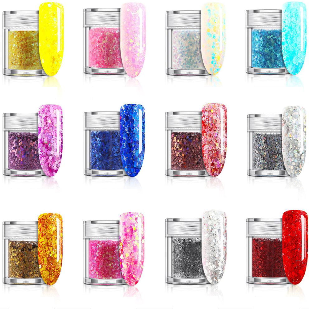 12-Piece Light Nail Sequins Set