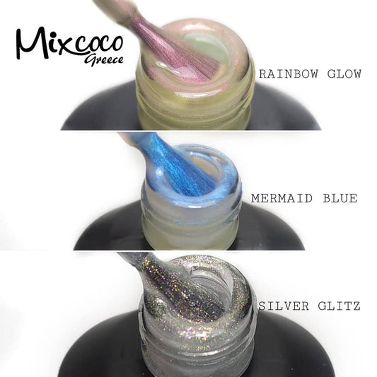 Mixcoco Vernis Semi-Permanent 15 ml | Collection Perle | Silver Glitz