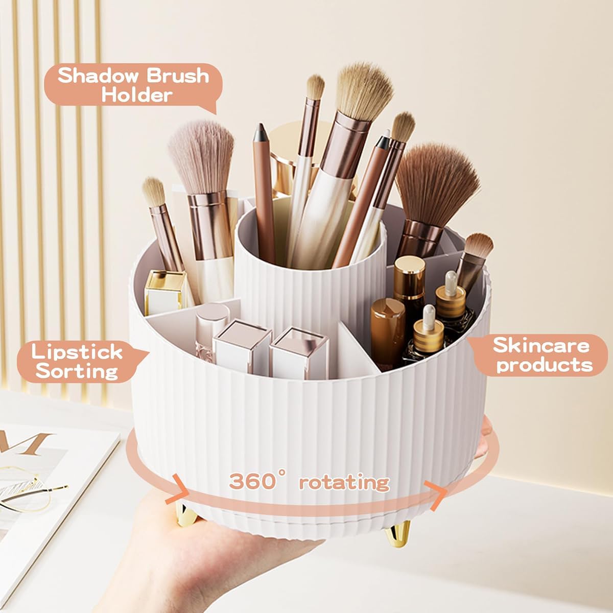 Luxury Rotating Makeup Organizer | Rose & Gold Edition