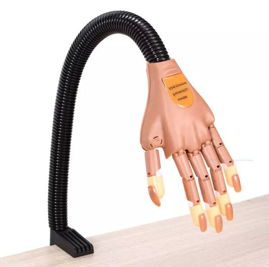 Flexible Nail Practice Training Hand with Table Clamp (includes 100 Nail Tips)