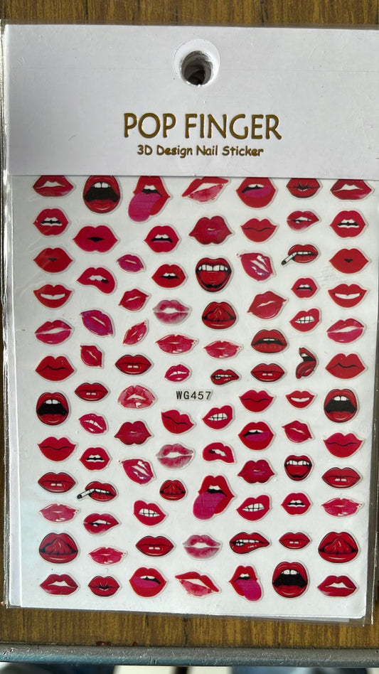 Autocollants pour ongles | Coeurs, amour et lèvres | WG457