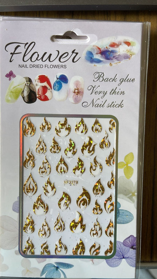Autocollants pour ongles | Flame | XF3279 | Holographic Dorée