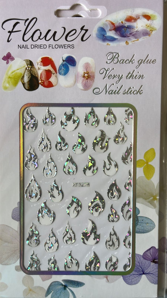 Autocollants pour ongles | Flame | XF3279 | Holographic Argenté