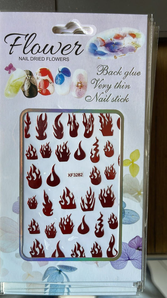 Nail Stickers | Flame | XF3282 | Deep Red