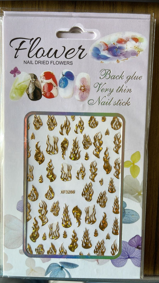 Autocollants pour ongles | Flame | XF3286 | Holographic Dorée