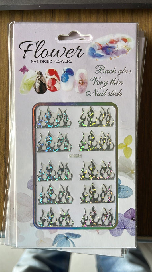 Autocollants pour ongles | Flame | XF3287 | Holographic Argenté