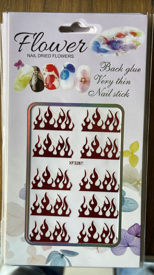 Nail Stickers | Flame | XF3287 | Burgundy