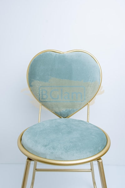 Heart-Shaped Chair With Footrest - Blue
