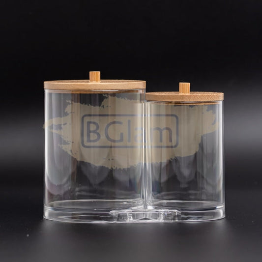Acrylic Container With Bamboo Lid - Dual Jars (Container Only) Storage