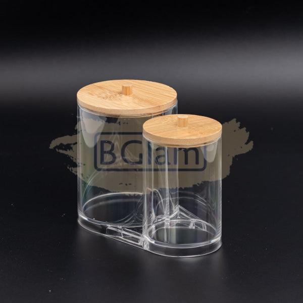 Acrylic Container With Bamboo Lid - Dual Jars (Container Only) Storage