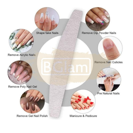 Bglam Professional Grey Half-Moon Nail File 100/180 Art Tool