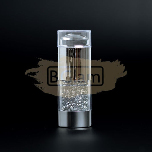 Double Head (Clear & White) Nail Stamper With 2 Stencil Scrapers - Silver White Rhinestones Art Tool