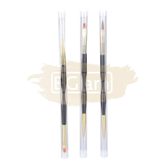 Double Sided Nail Art Brush Set Black/Gold