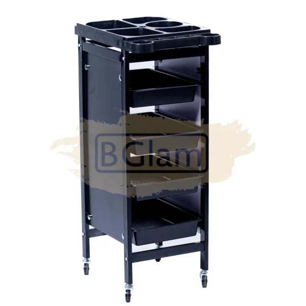 Salon/Barber Trolley Cart - Black Both Sides (No Design) Salon Furnishing