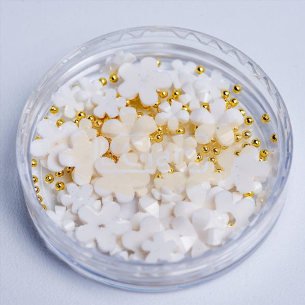 3D Flower Nail Art Charms White
