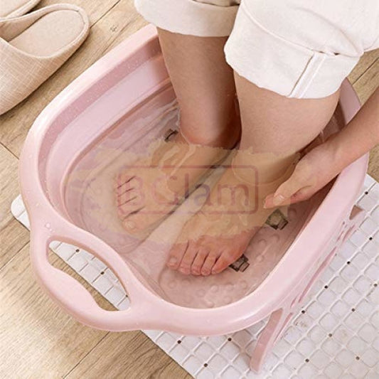 Collapsible Foot Spa Soaking Tub With Massage Rollers - Pink