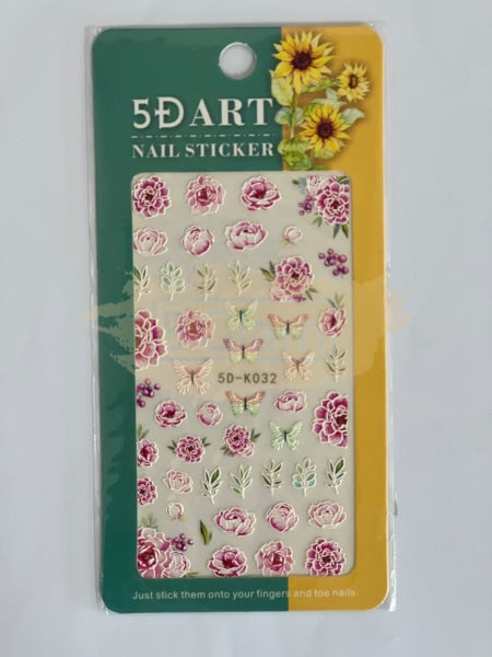 5D Embossed Nail Art Stickers - 5D-K032