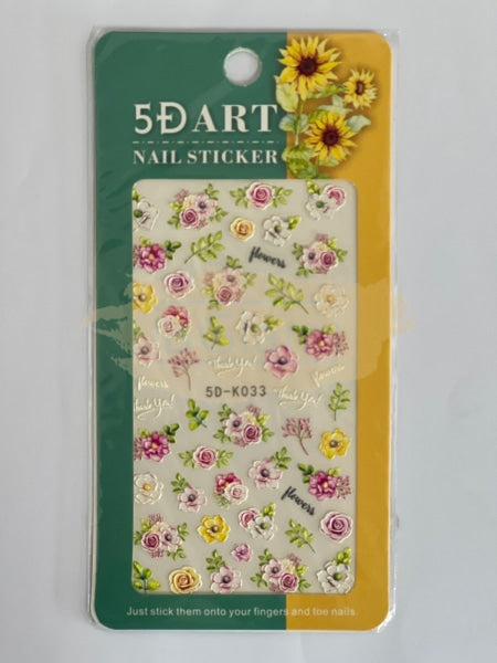 5D Embossed Nail Art Stickers - 5D-K033