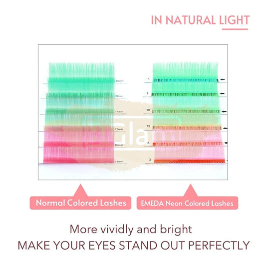 Emeda Faux Mink Eyelash Extensions - Neon Colored Lash 0.07 D Curl 14Mm False Eyelashes
