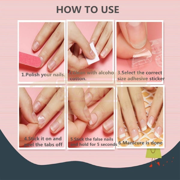 Double-Sided Press On Nail Adhesive Tabs Glue Stickers For Tips (Jelly Gel Tape) On