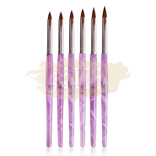 Acrylic Brush Set Purple - 6 Pieces Nail Art