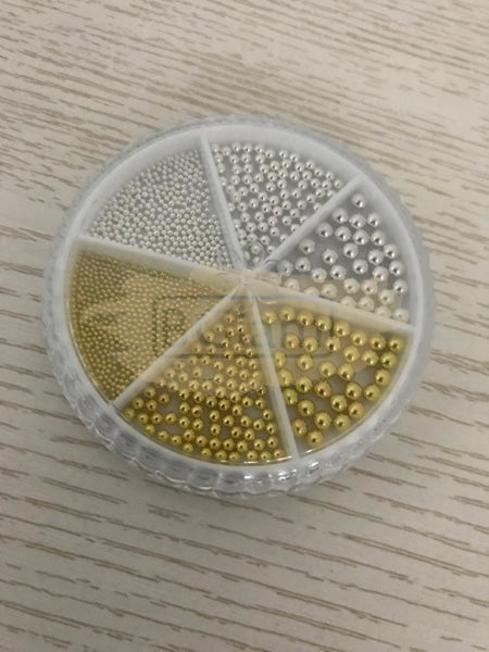 Nail Art Steel Caviar Beads | Silver & Gold (Mixed Sizes)