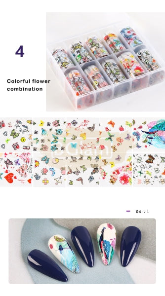 Fashion Design Nail Foil Transfer Set (10 Rolls) - Available In 4 Designs Art Tool