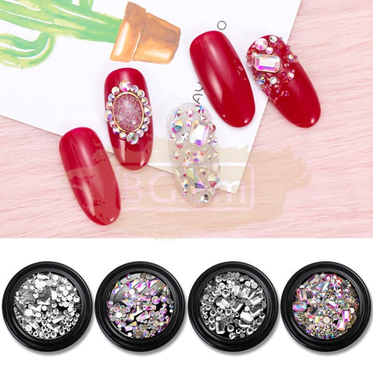 Nail Art Glass Diamond Rhinestones Flat Back - Available In 4 Colors