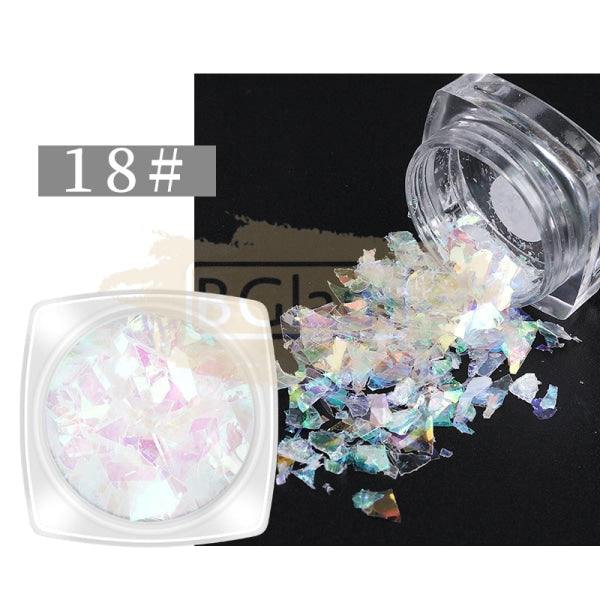Glass Fragment Style Nail Sequins - Available In 18 Designs