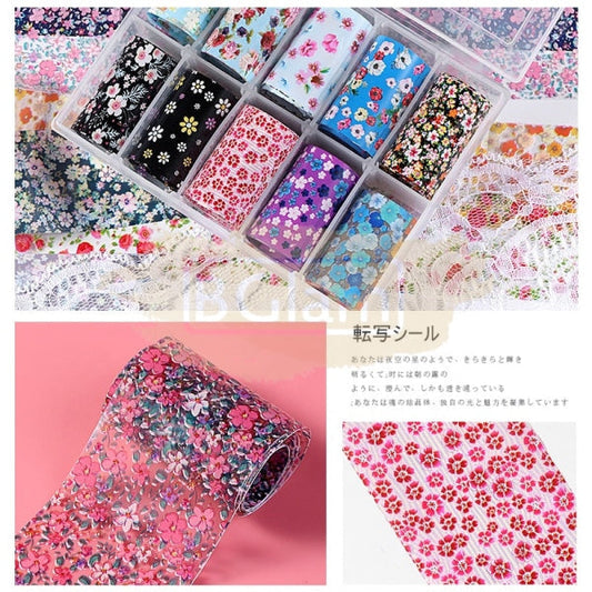Heart/Flowers Nail Foil Transfer Set (10 Rolls) - Available In 5 Designs Art Tool