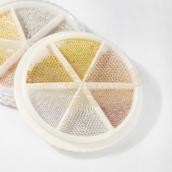Nail Art Steel Caviar Beads | Gold Rose & Silver