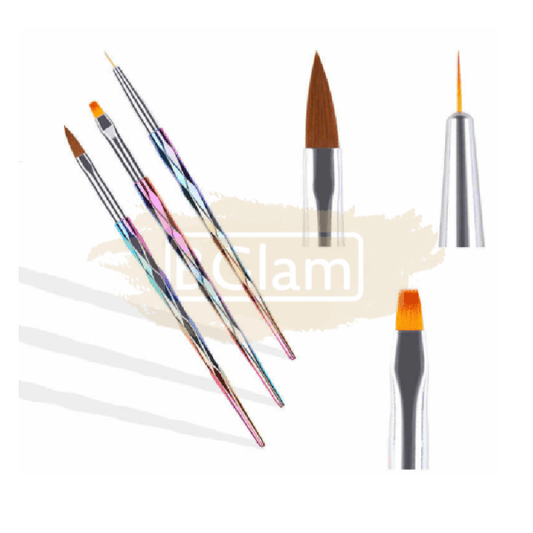 Brush Set With Laser Anti-Slip Handle - 3 Pieces Nail