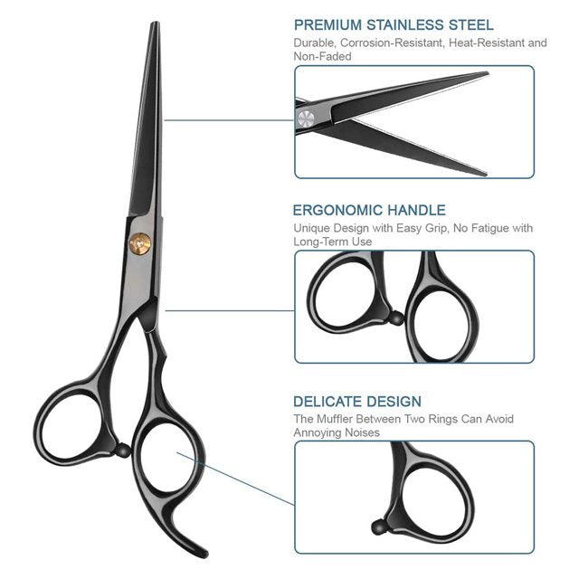 Barber Scissors | Hair Cutting Shears | 15.2cm | Black