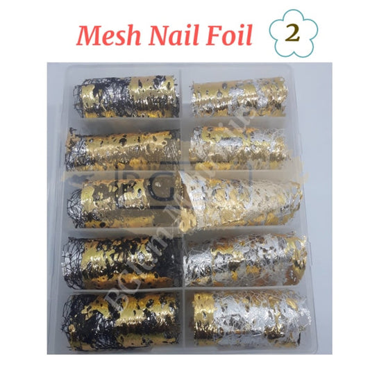 Mesh Nail Foil (10 Rolls) - Available In 4 Designs 2 Art Tool