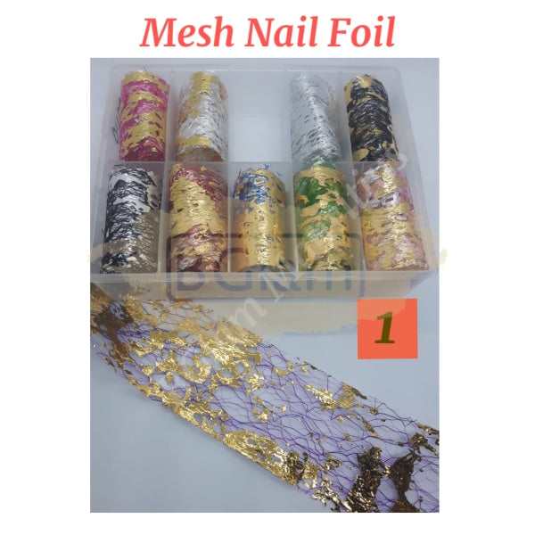 Mesh Nail Foil (10 Rolls) - Available In 4 Designs Art Tool