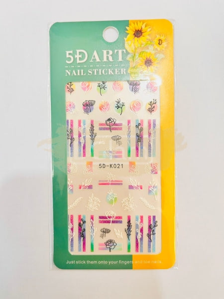 5D Embossed Nail Art Stickers - 5D-K021