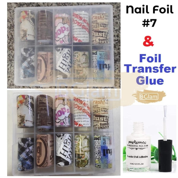 Nail Foil Transfer Set (10 Rolls) - Available In 7 Designs Art Tool