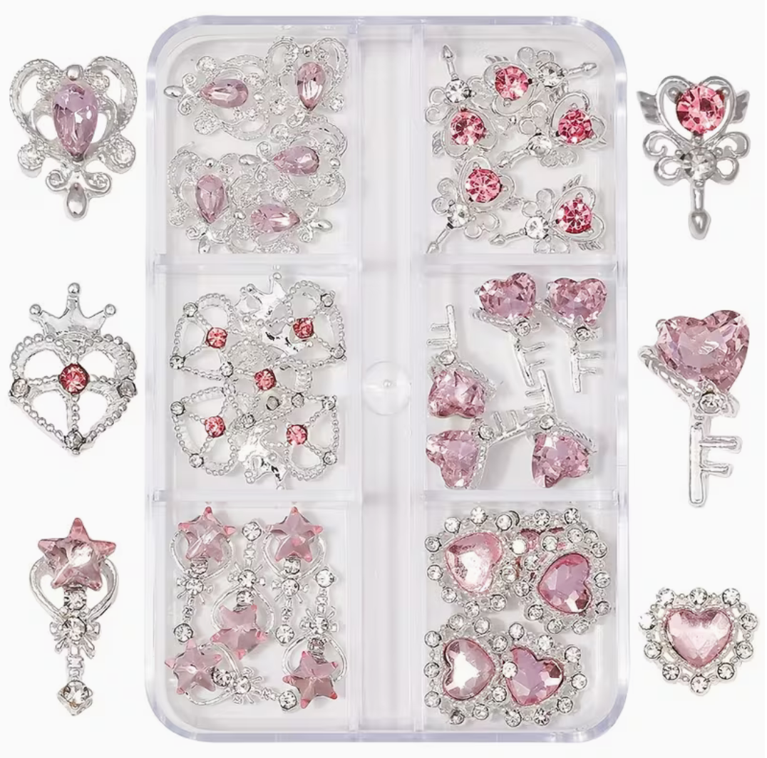 Nail Art Jewelry | Set Crystal Clear – Charms 3D Or & Diamant