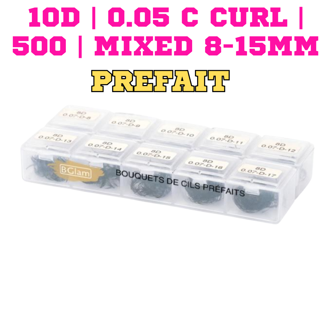 BGLAM Premade Fans 10D | 0.05 C Curl | 500 | Mixed 8-15mm