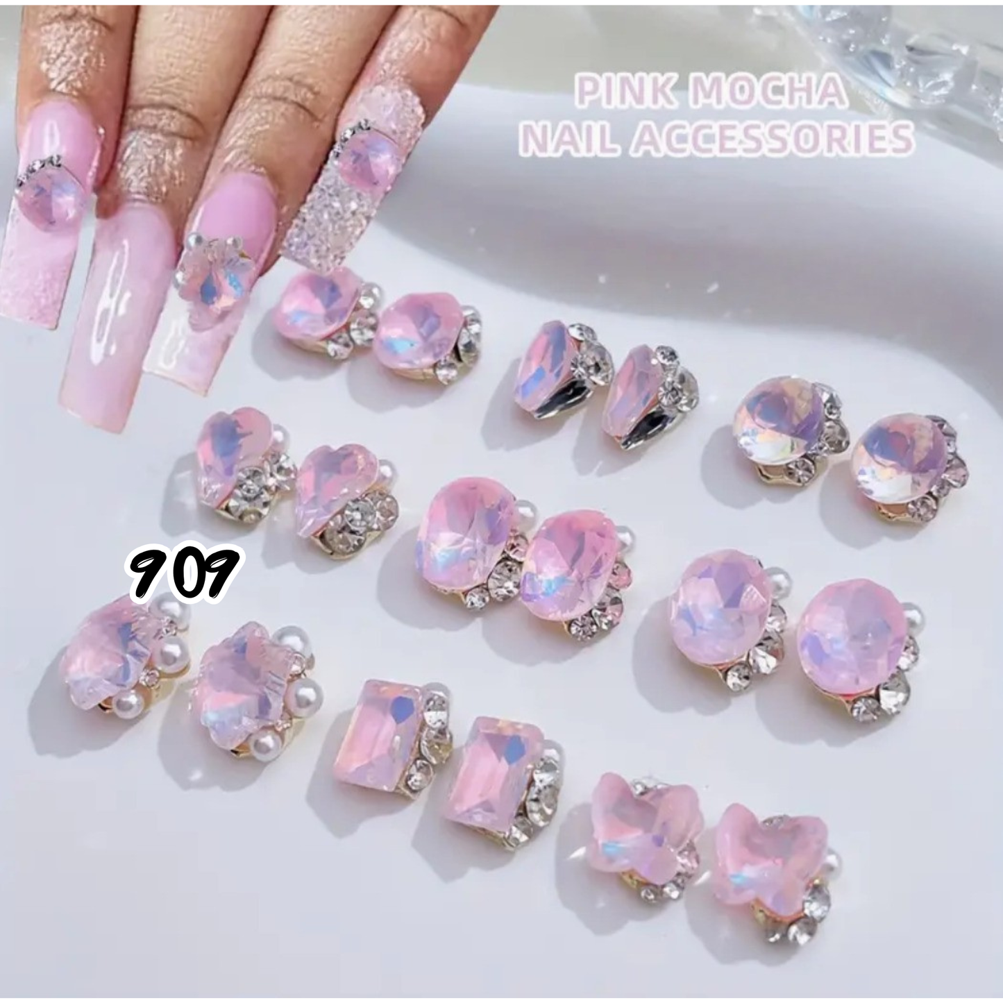 Nail Art Jewelry | Set Gemmes Cristal Irisé Pink Mocha