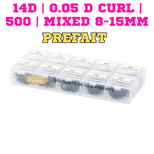 BGLAM Premade Fans 14D | 0.05 D Curl | 500 | Mixed 8-15mm