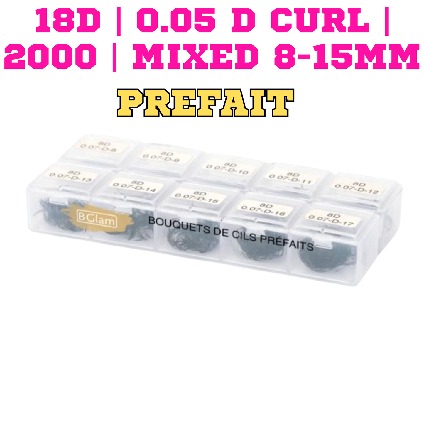 BGLAM Premade Fans 18D | 0.05 D Curl | 2000 | Mixed 8-15mm