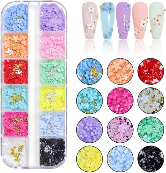 3D Nail Art Flower Decoration Kit | 12 Colors Floral Nail Art Set